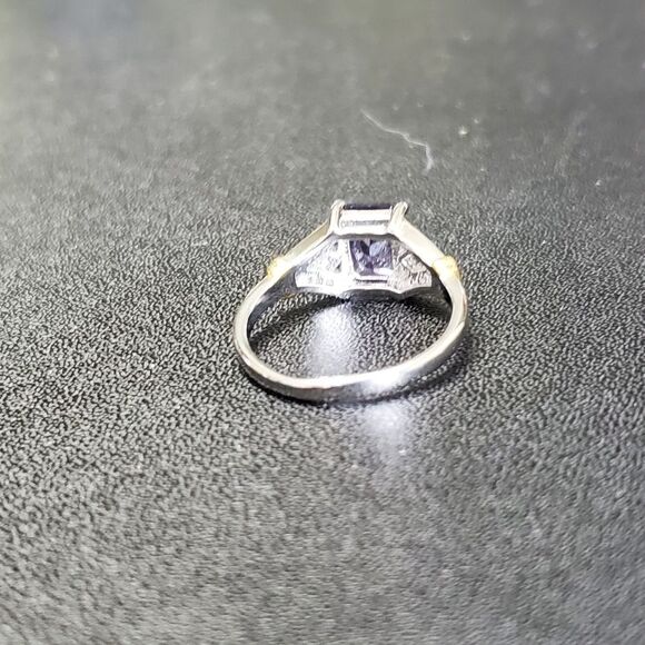 Sterling silver with gold purple rhinestone ring size 8 - Picture 7 of 9